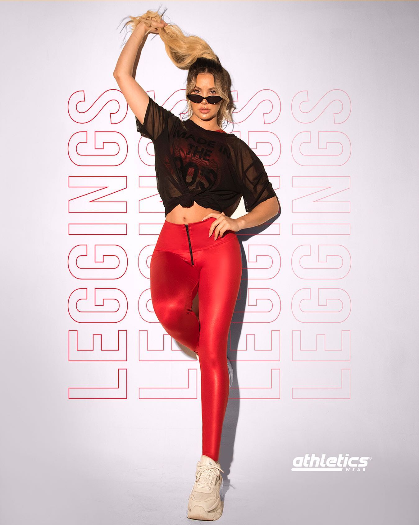 Leggins Efecto cuero Roja