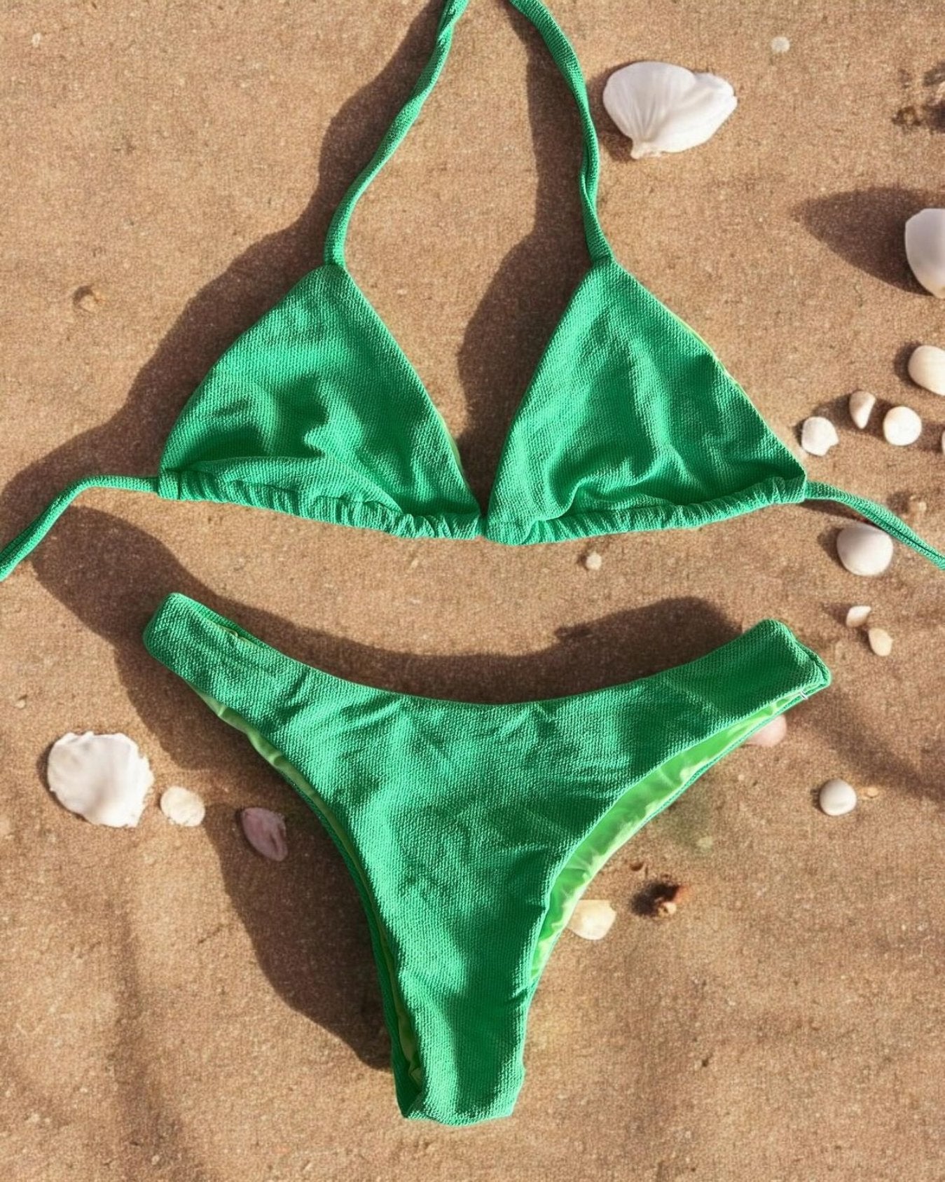 Bikini Verde Agua Texturizado  - Calzón Normal