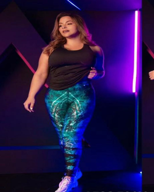 Leggins Negro con verde esmeralda