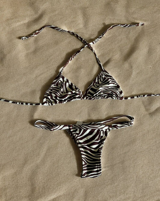 Bikini Strap con Regulador - Cebra blanco con negro