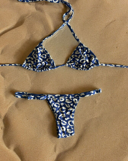 Bikini Strap con Regulador - Leopardo Azul
